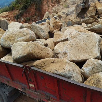 浙江天然黄石桐庐石产地直销 假山石驳岸石原石