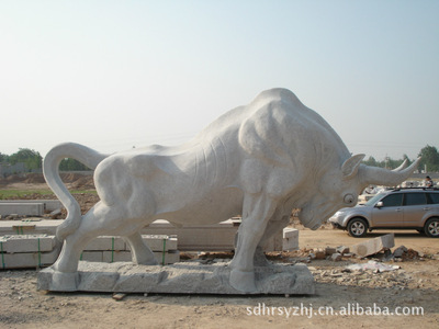【低价销售优质石雕产品,石雕动物,拓荒牛】价格,厂家,图片,石膏、石料工艺品,山东恒锐石业-